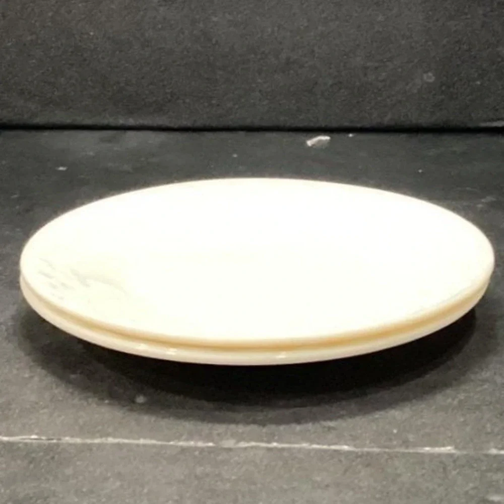 Anchor Hocking Fish Scale Ivory‎ White Basketweave Saucers, Set Of 2, Uranium